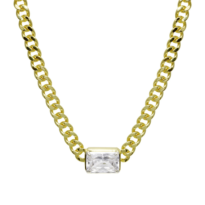 EMERALD CUT CUBAN LINK NECKLACE