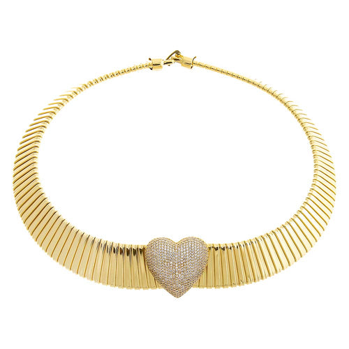 pavè heart snake necklace