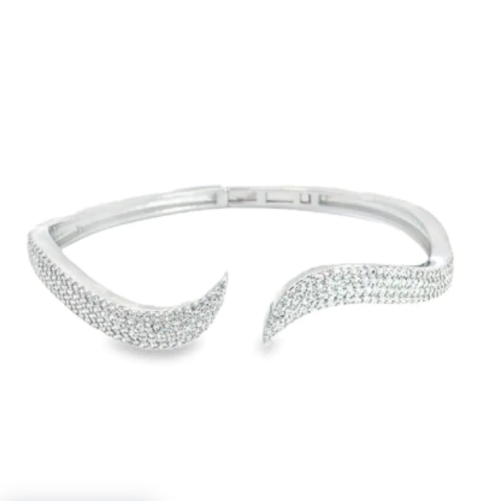 silver diamond wave bangle