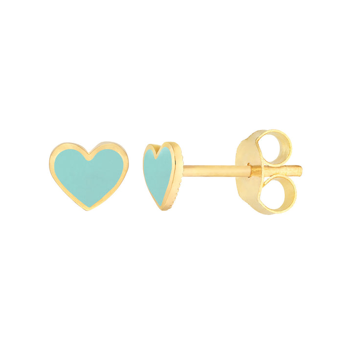 14K MINI TURQUOISE HEART STUDS