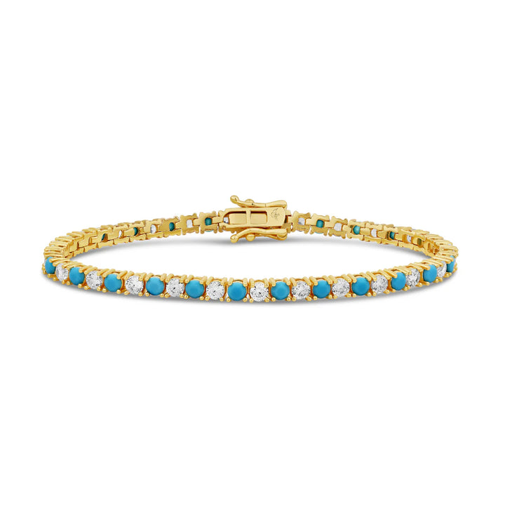 TURQUOISE &amp; DIAMOND TENNIS BRACELET