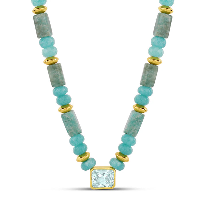 AQUA MARINE BLUE STONE NECKLACE