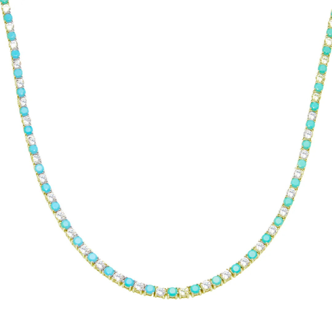 TURQUOISE &amp; DIAMOND TENNIS NECKLACE