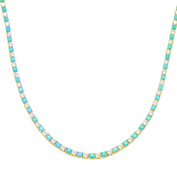 TURQUOISE &amp; DIAMOND TENNIS NECKLACE