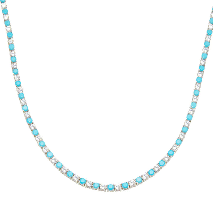 TURQUOISE &amp; DIAMOND TENNIS NECKLACE