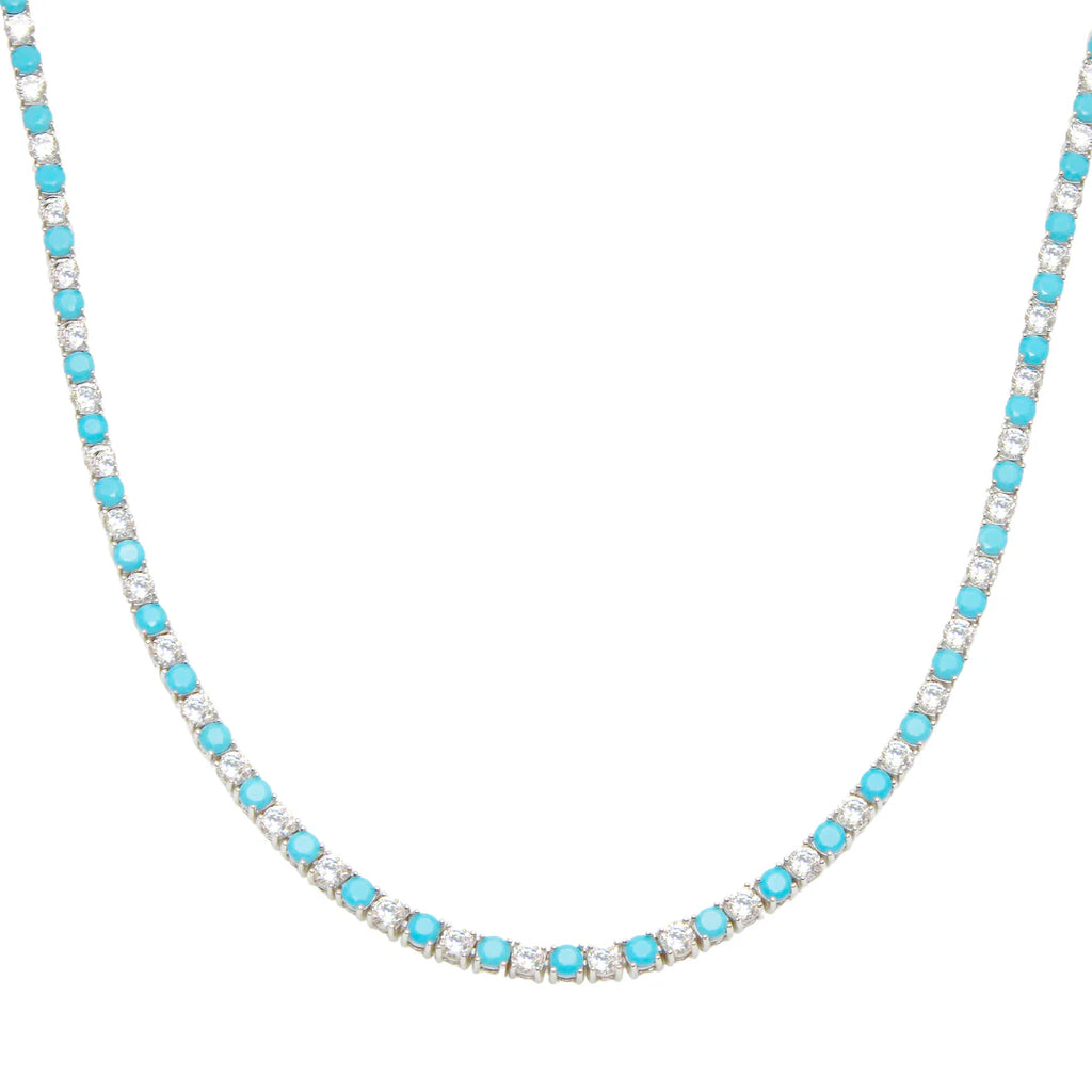 TURQUOISE & DIAMOND TENNIS NECKLACE – Adam Marc