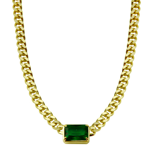 EMERALD CUT CUBAN LINK NECKLACE