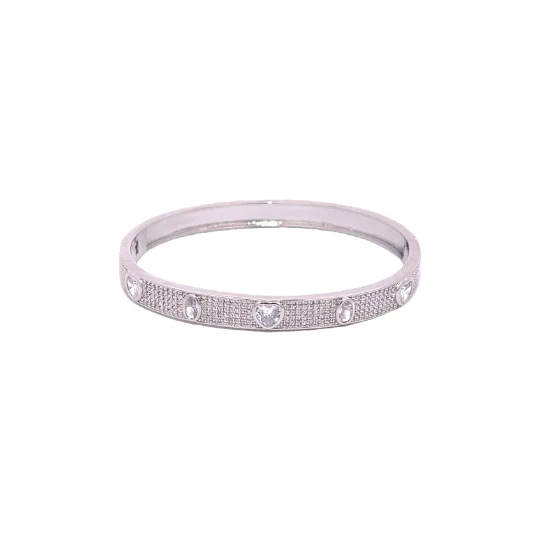 silver pavè inlay stone bangle