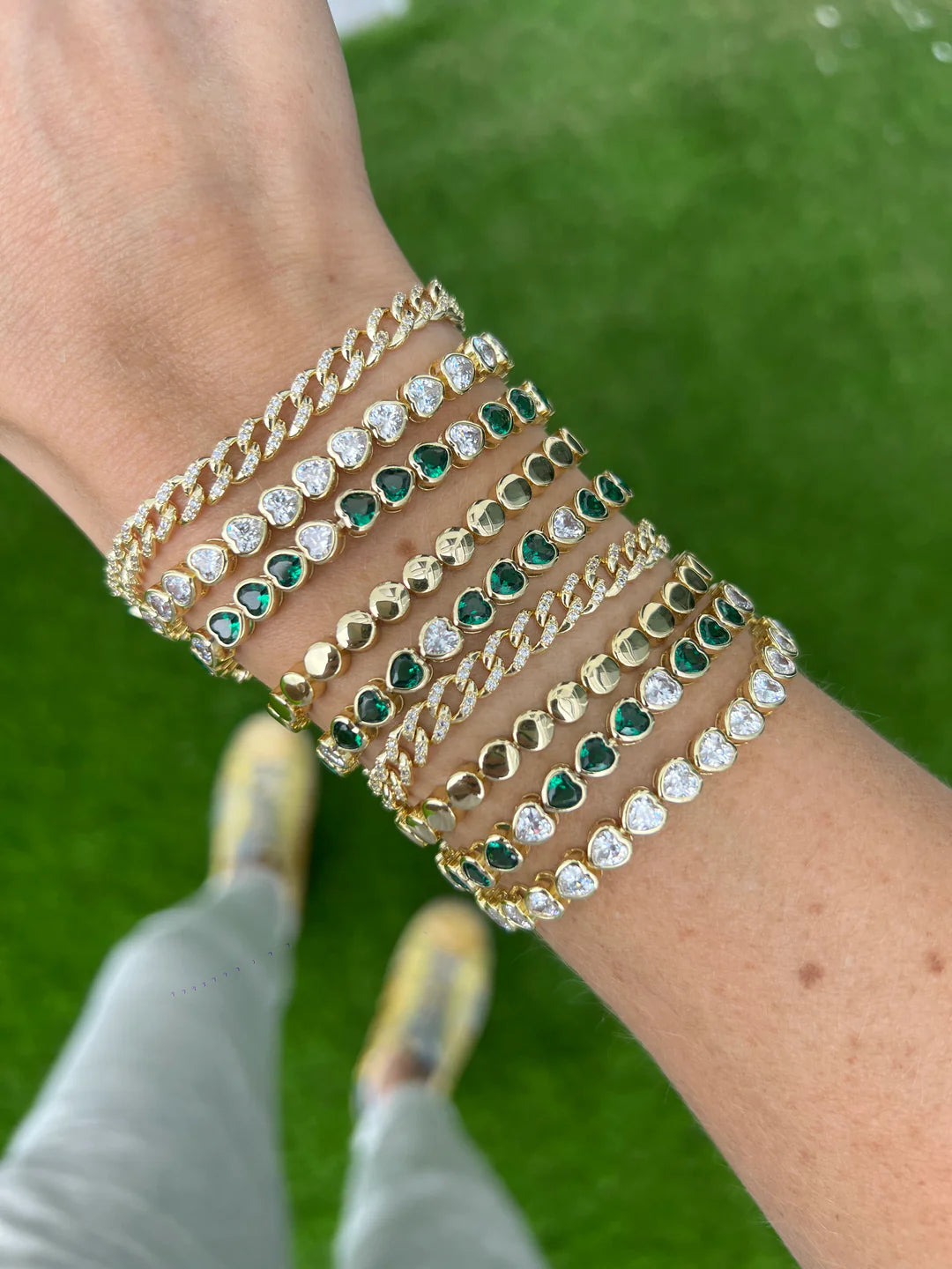 TURQUOISE HEART TENNIS BRACELET