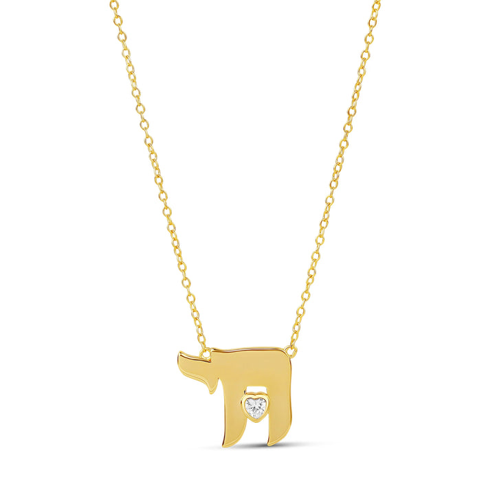 DIAMOND HEART CHAI NECKLACE