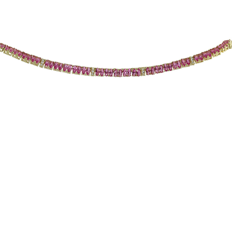 Gorgeous color baguette tennis necklace