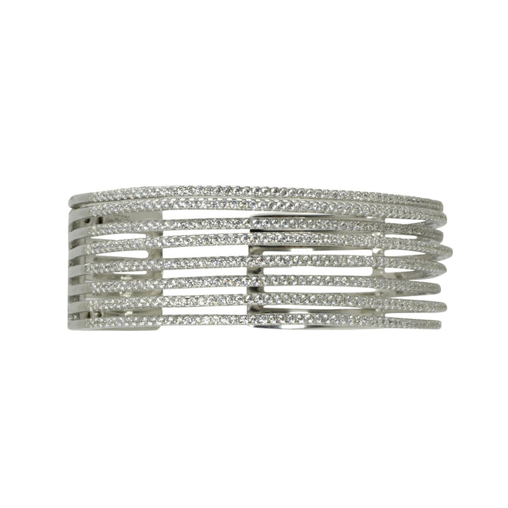 SILVER MULTI ROW PAVÈ CUFF