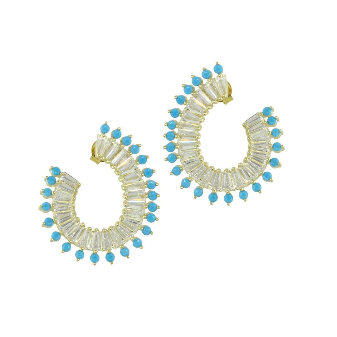 FANCY BAGUETTE OPEN HOOP EARRINGS