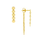 14K DOUBLE DROP DISC EARRINGS