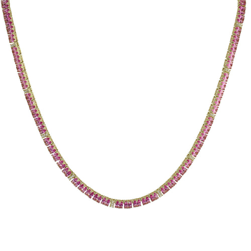 Pink baguette tennis necklace 