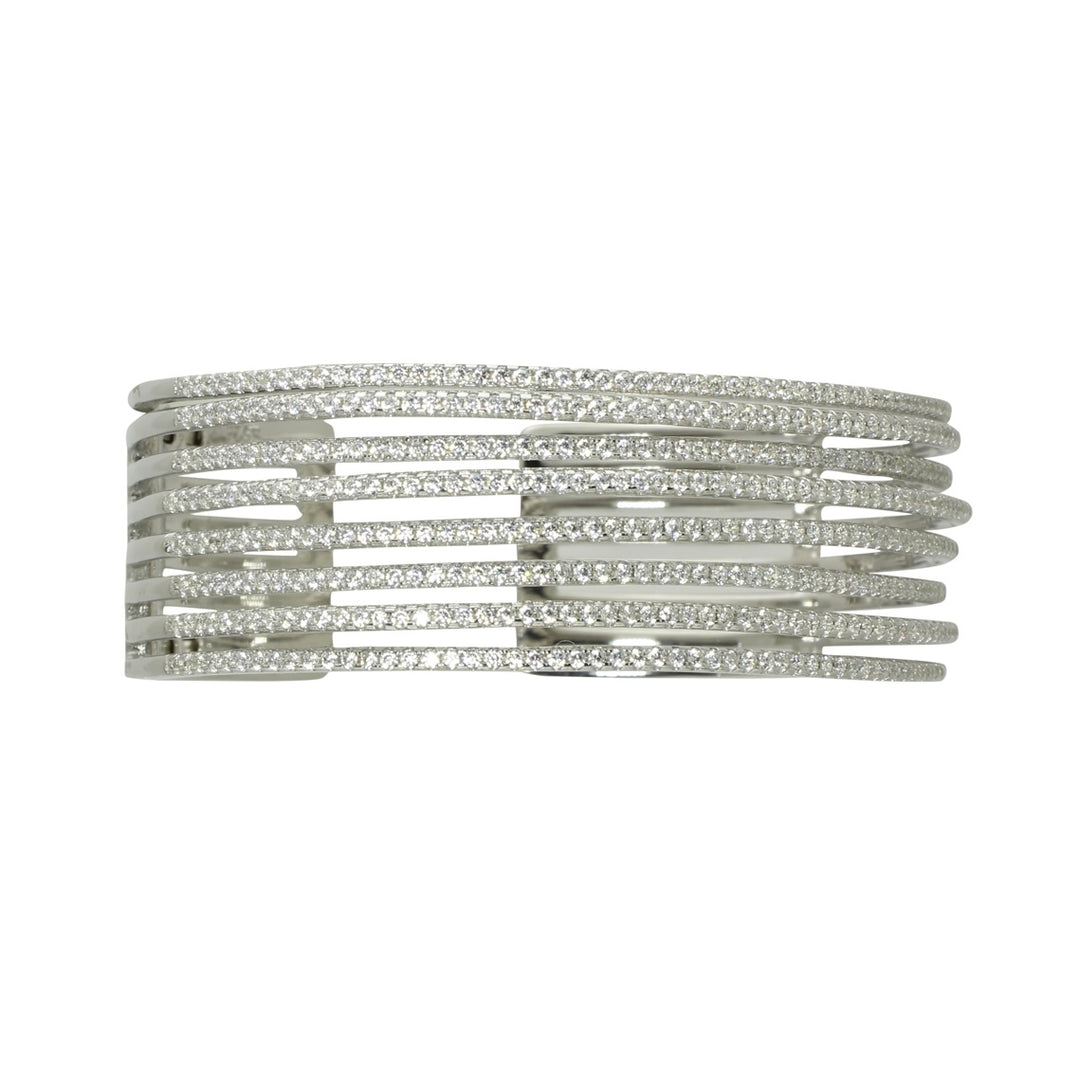 SILVER MULTI ROW PAVÈ CUFF
