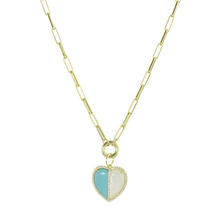 HALF PEARL HEART LONG NECKLACE