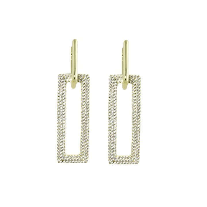 PAVÈ FLAT RECTANGLE DOUBLE LINK EARRINGS