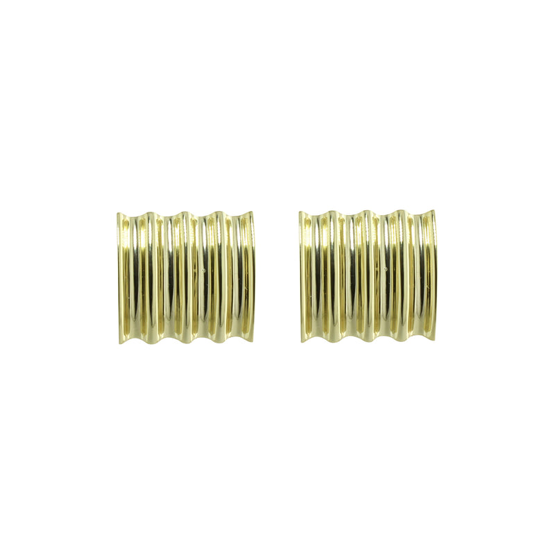 BIG GOLD FLUTED SQUARE EARRINGS