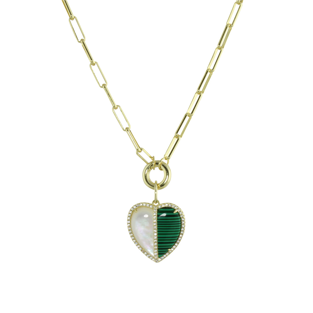HALF PEARL HEART LONG NECKLACE