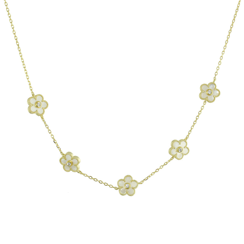 MOTHER OF PEARL FLOWER STATION NECKLACE