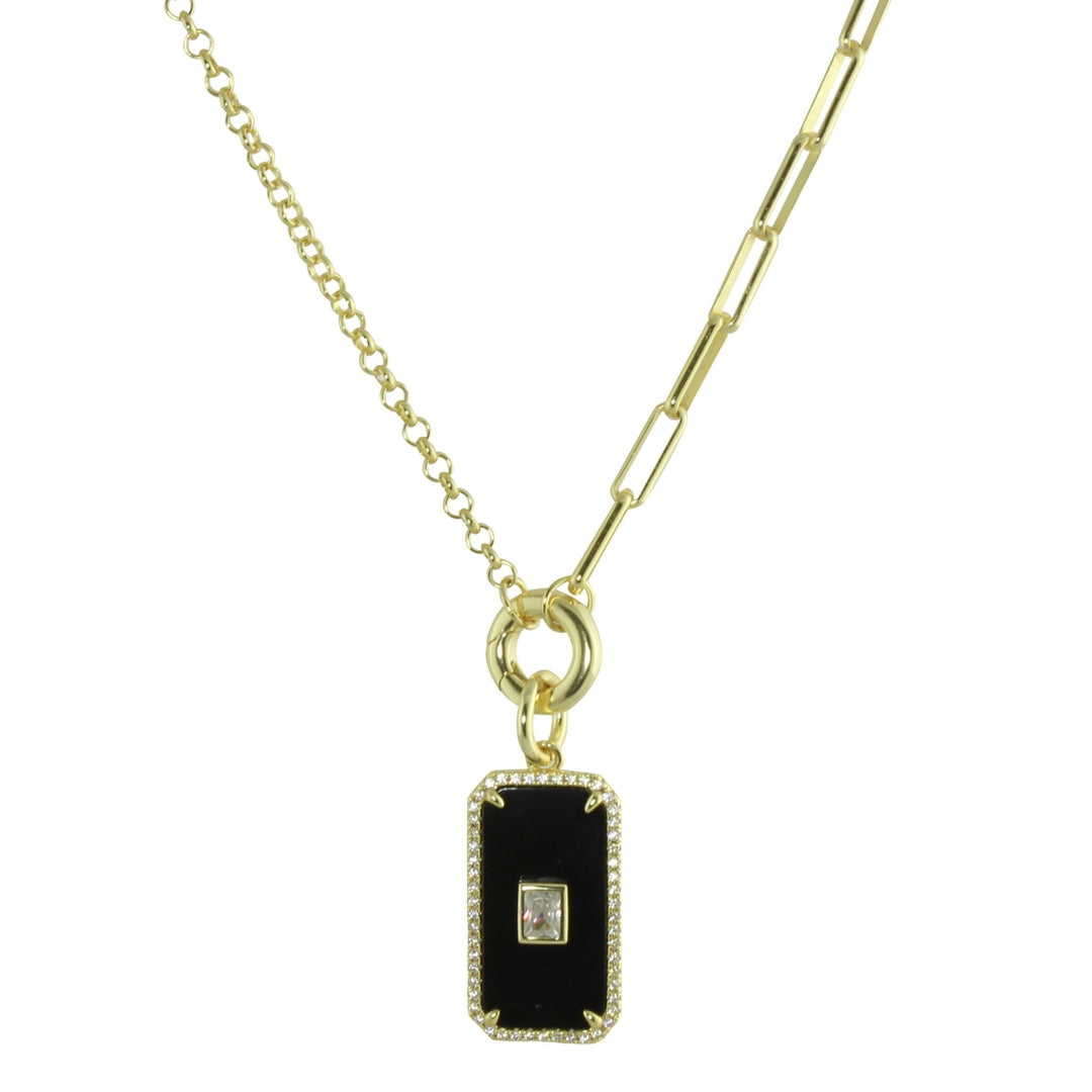 BLACK DOG TAG HALF &amp; HALF NECKLACE