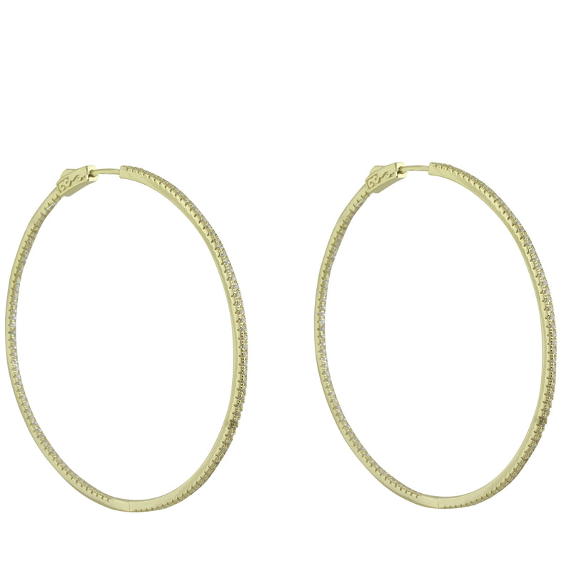 LARGE THIN CZ HOOP EARRINGS