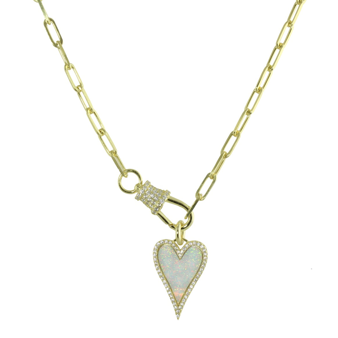 OPAL HEART LOCK NECKLACE
