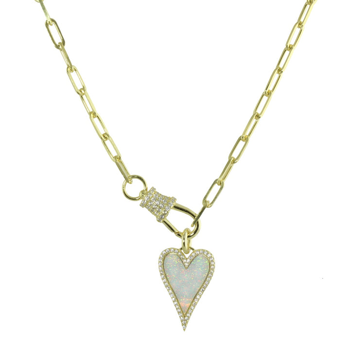 OPAL HEART LOCK NECKLACE