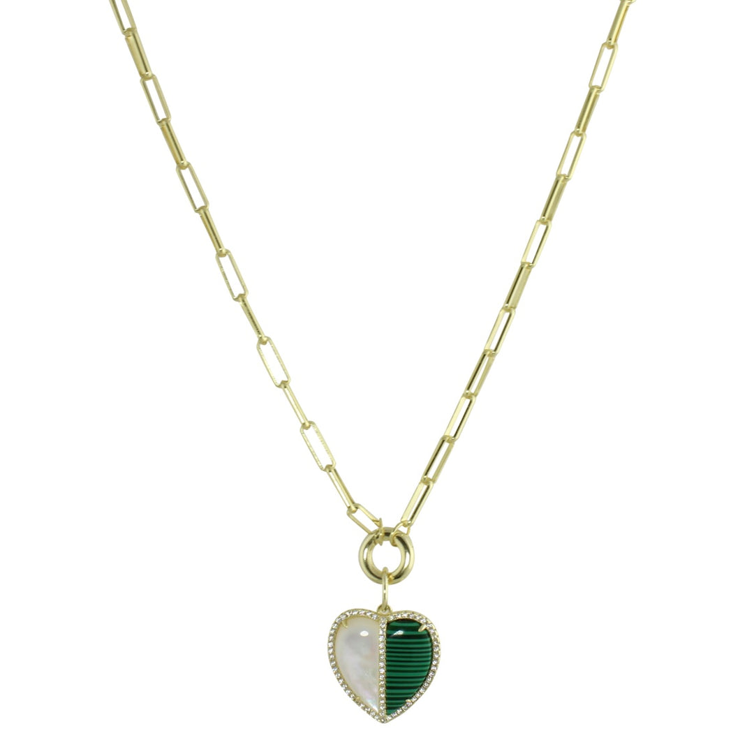 HALF PEARL HEART LONG NECKLACE