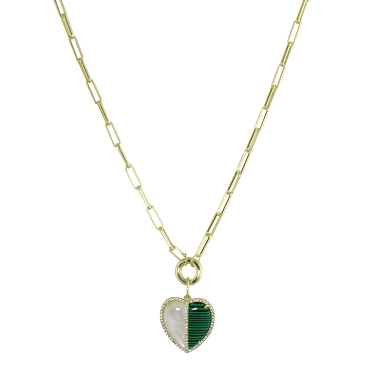 HALF PEARL HEART LONG NECKLACE