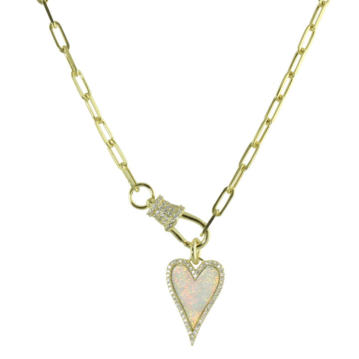 OPAL HEART LOCK NECKLACE