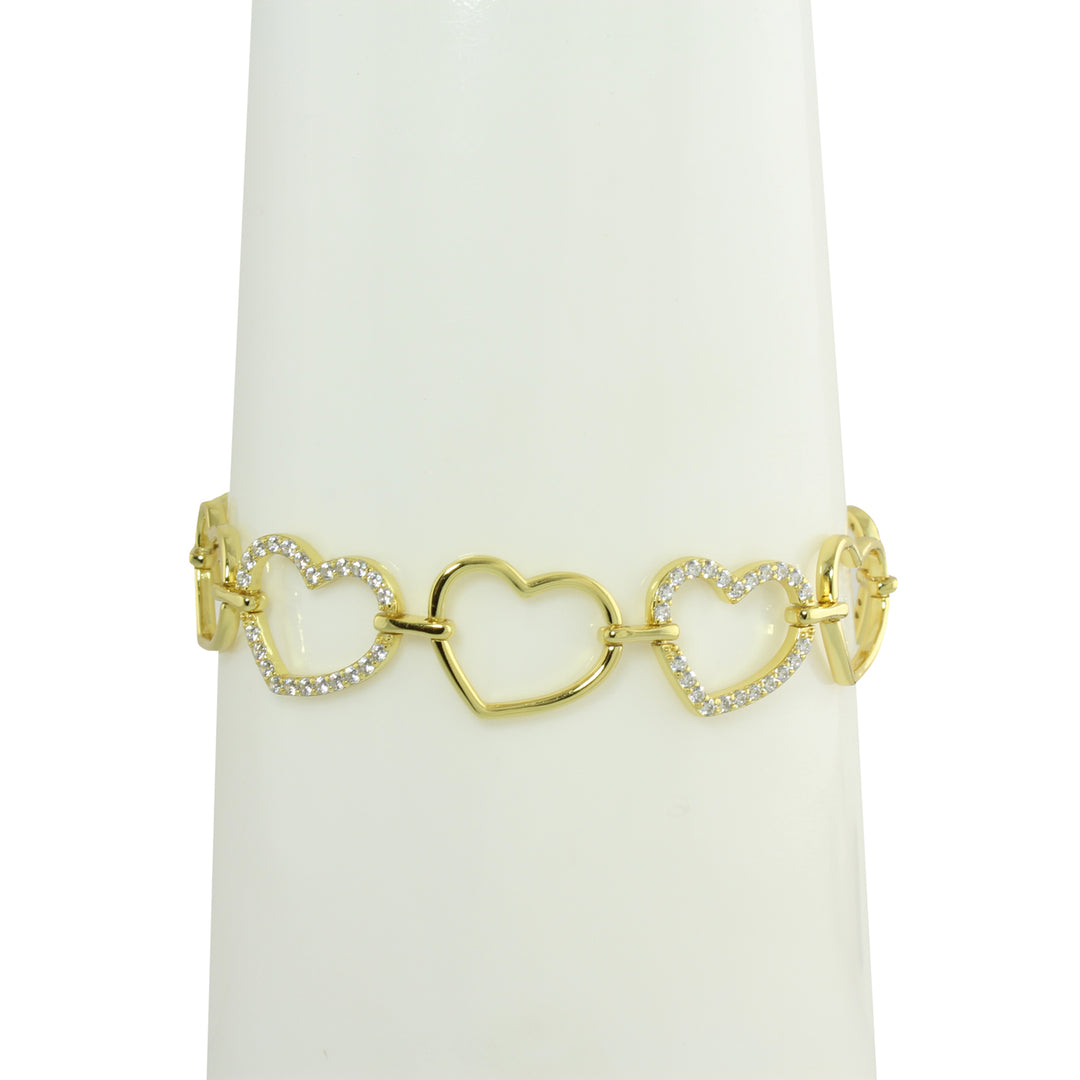 ALTERNATING CZ OPEN HEART BRACELET