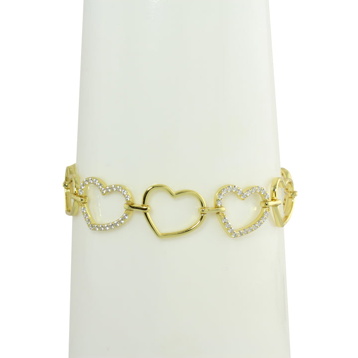 ALTERNATING CZ OPEN HEART BRACELET