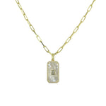 MOTHER OF PEARL DOG TAG NECKLACE