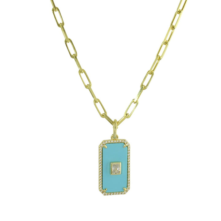 TURQUOISE DOG TAG NECKLACE