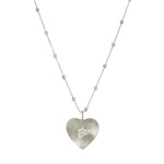 SILVER FLYTED HEART SPACED BALL NECKLACE