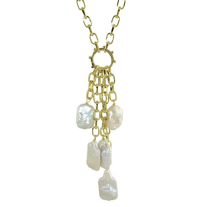 multi pearl chain lariat