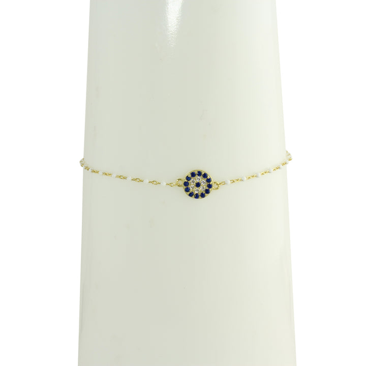 white evil eye bead bracelet