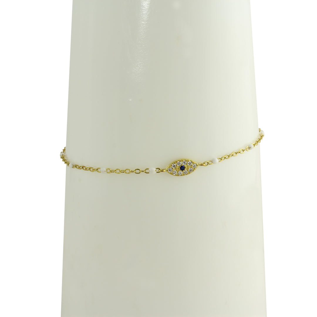white evil eye bracelet