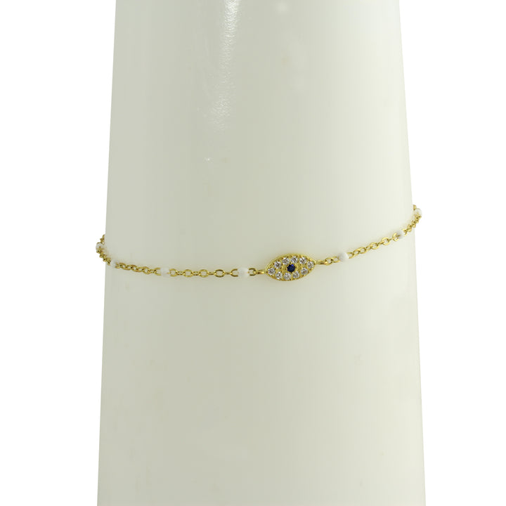 white evil eye bracelet