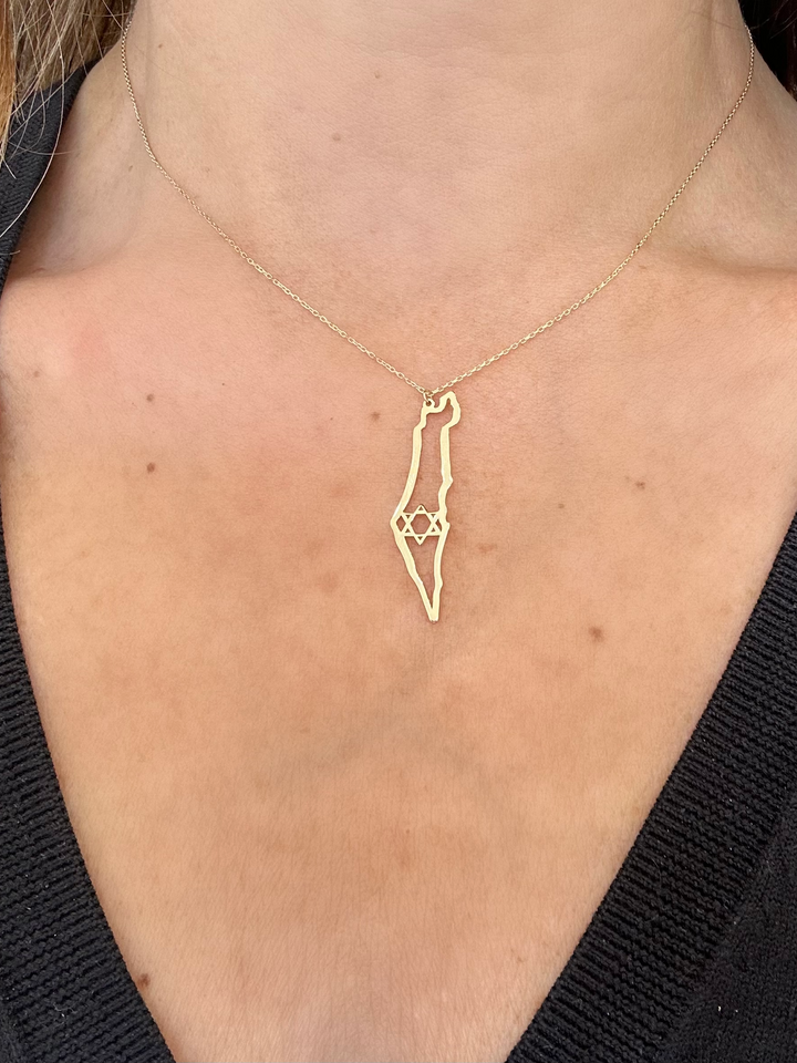 GOLD MAP OF ISRAEL NECKLACE