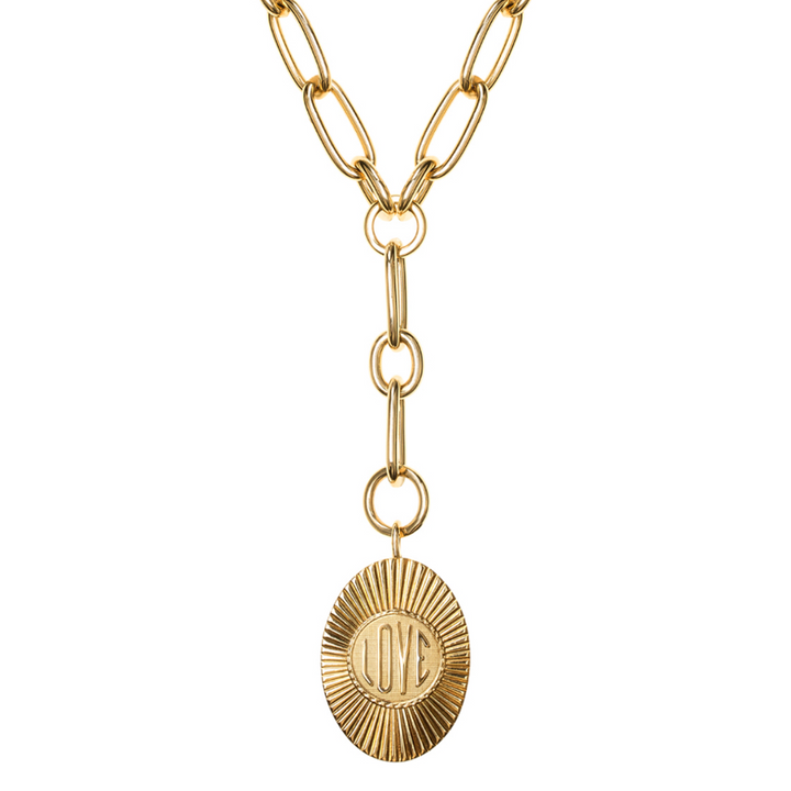 OVAL LOVE MEDALLION LARIAT