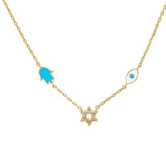TURQUOOSE STAR CHAI EYE NECKLACE