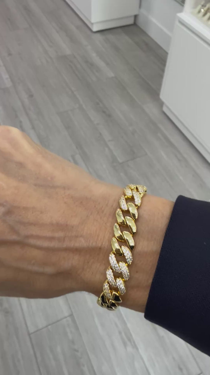 SHINY GOLD &amp; CZ CUBAN LINK BRACELET