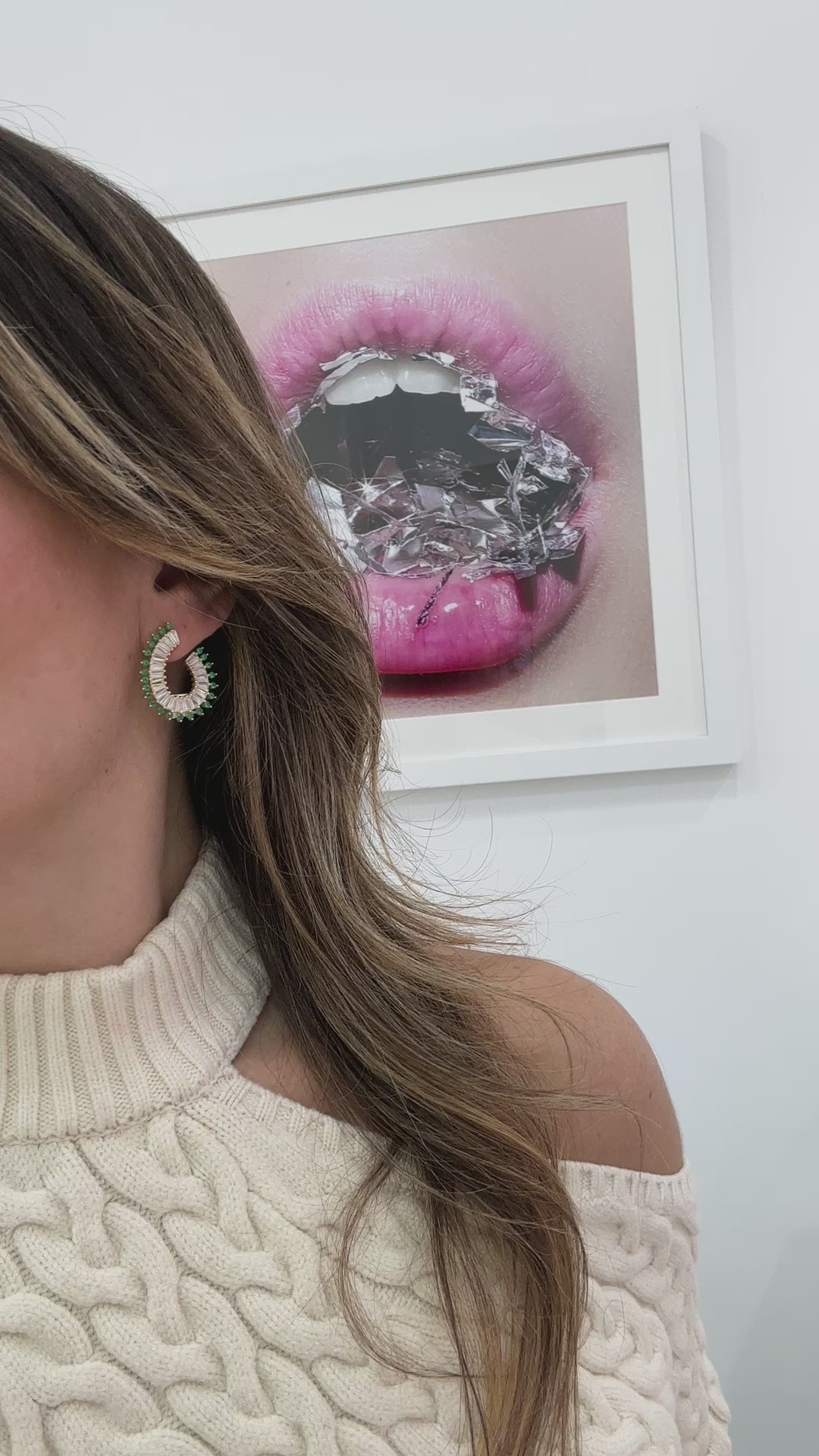 FANCY BAGUETTE OPEN HOOP EARRINGS