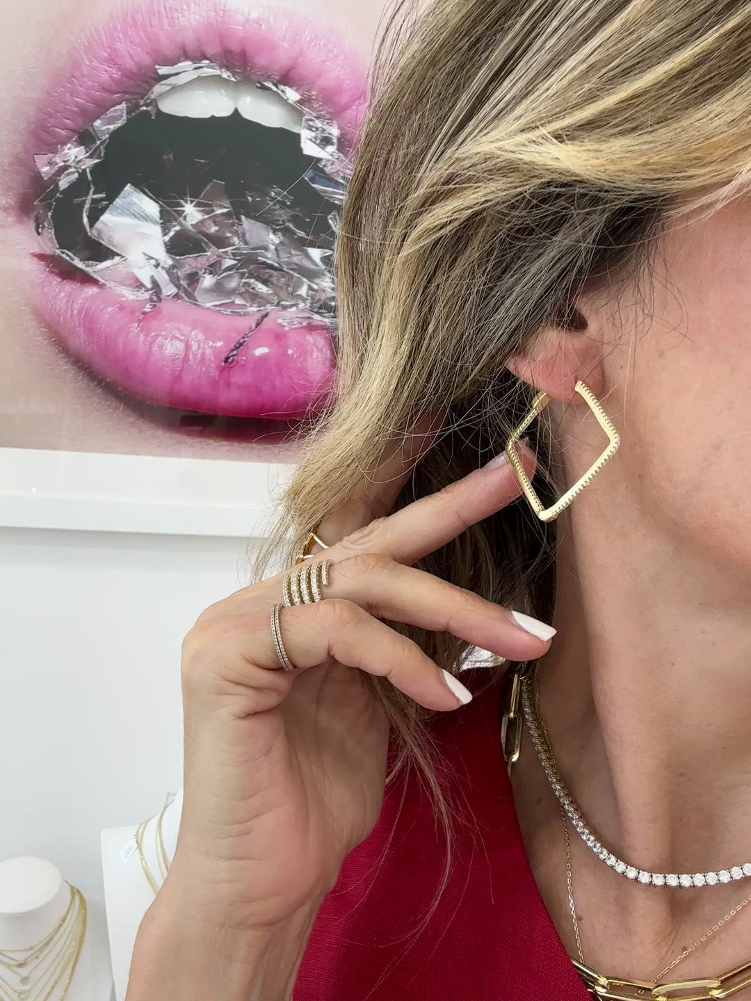 PAVÈ SQUARE HOOP EARRINGS