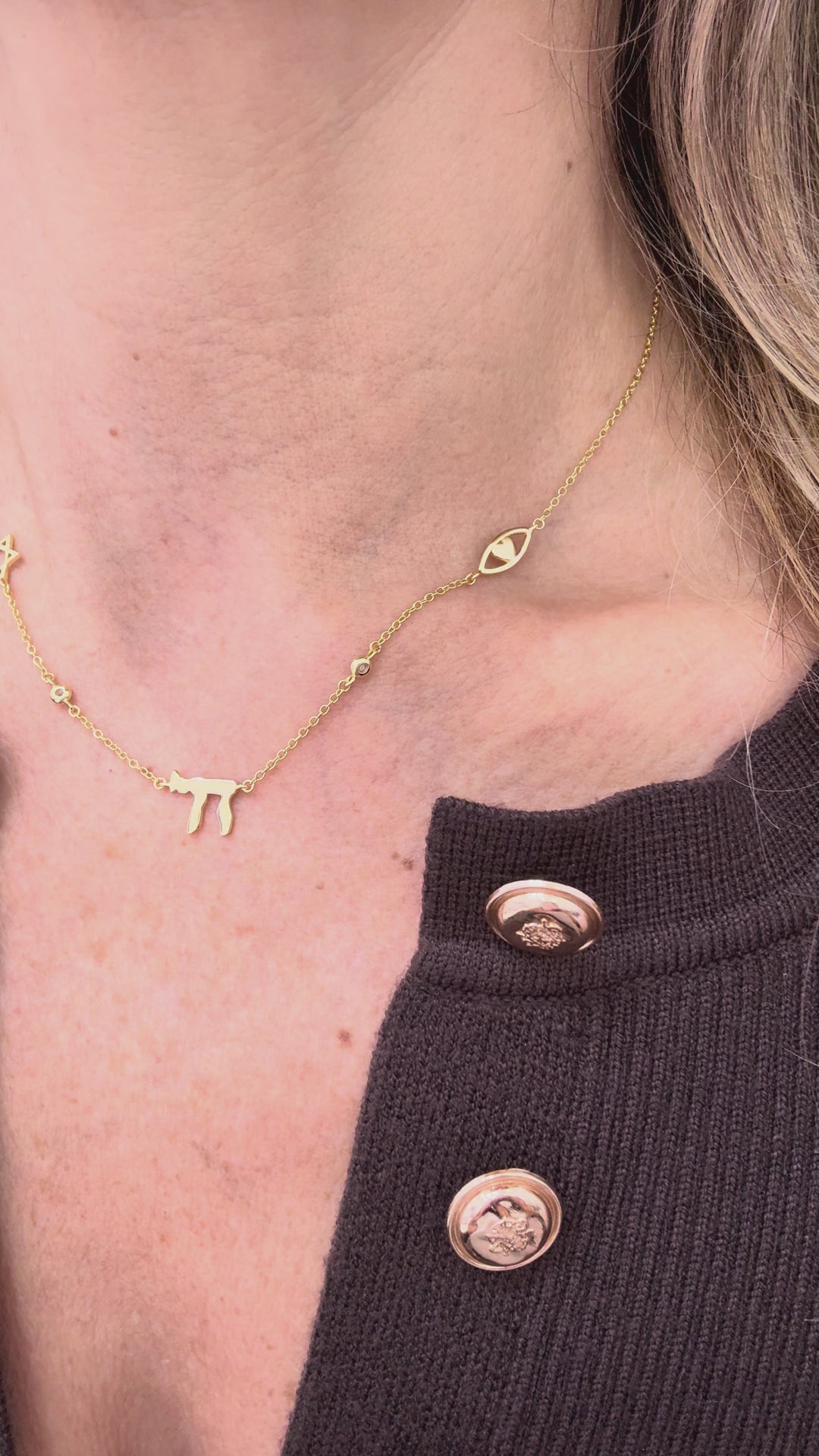 STAR OF DAVID CHAI EYE CHARM NECKLACE