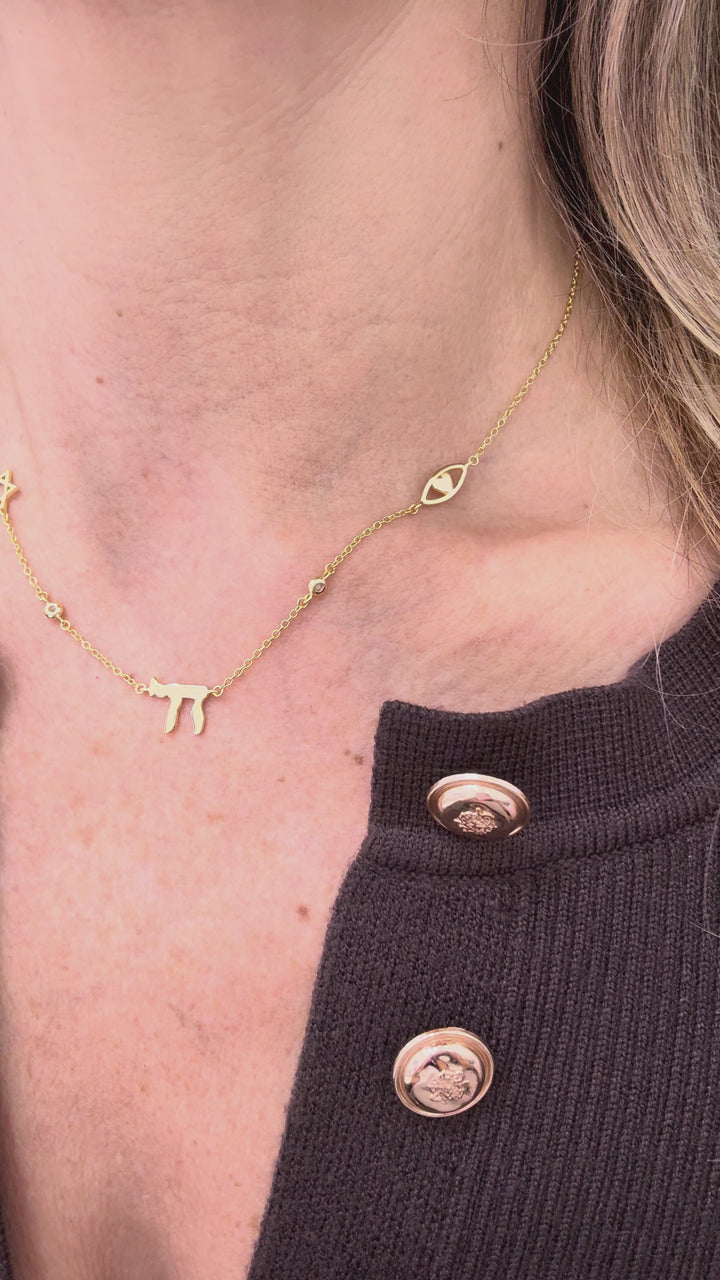 STAR OF DAVID CHAI EYE CHARM NECKLACE