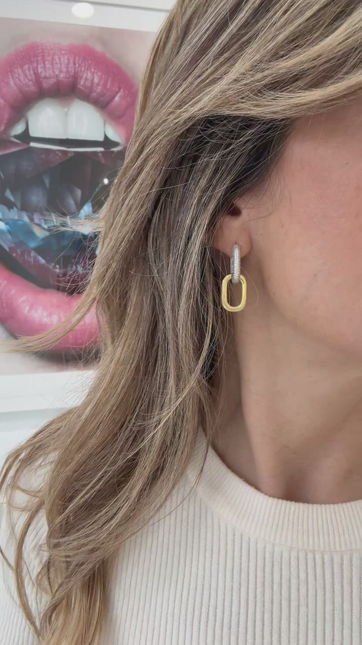 LARGE TWO TONE DOUBLE LINK EARRINGS
